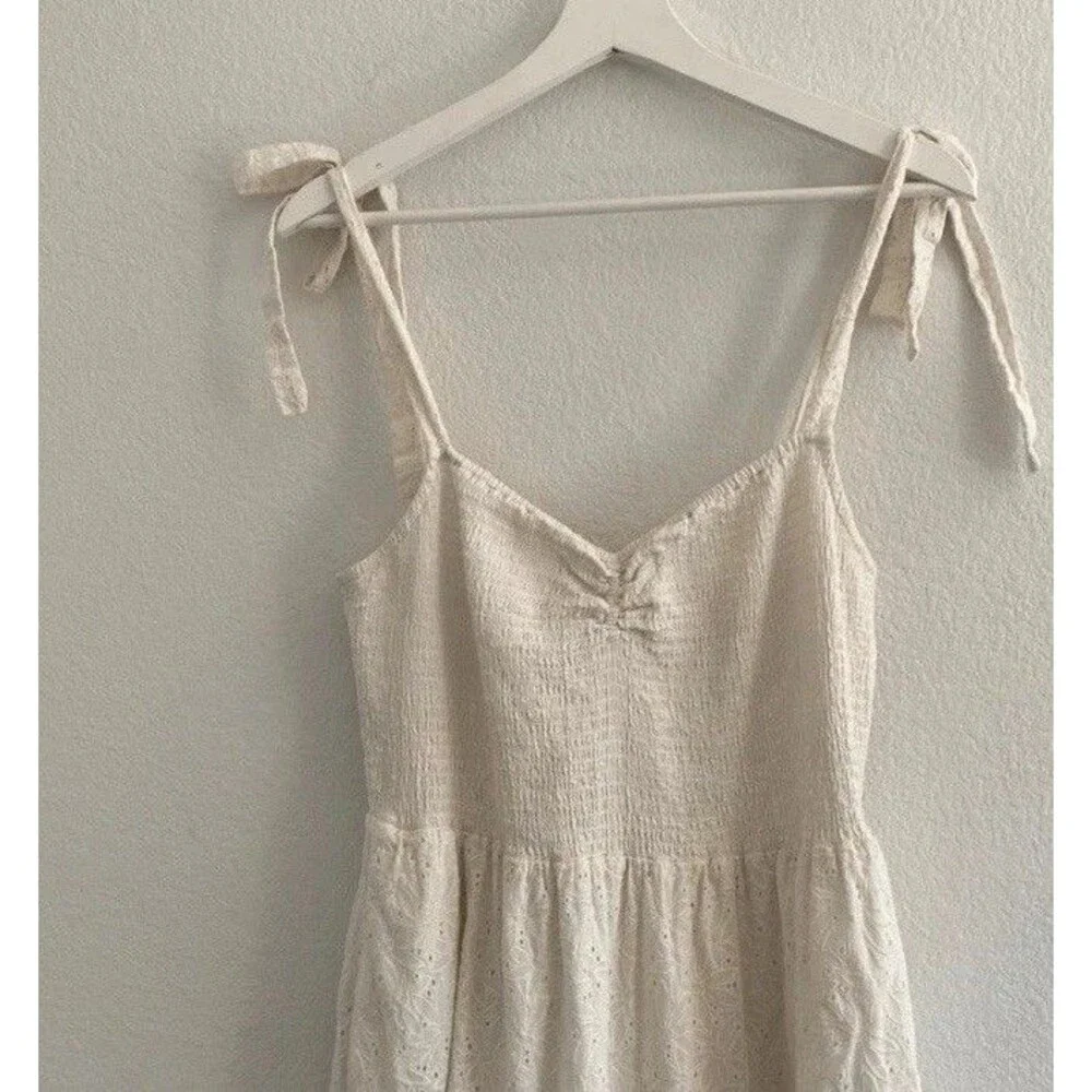 MADEWELL  TIE STRAP LUCIE  EMBROIDED MAXI DRESS BEIGE SZ 1X NWT
